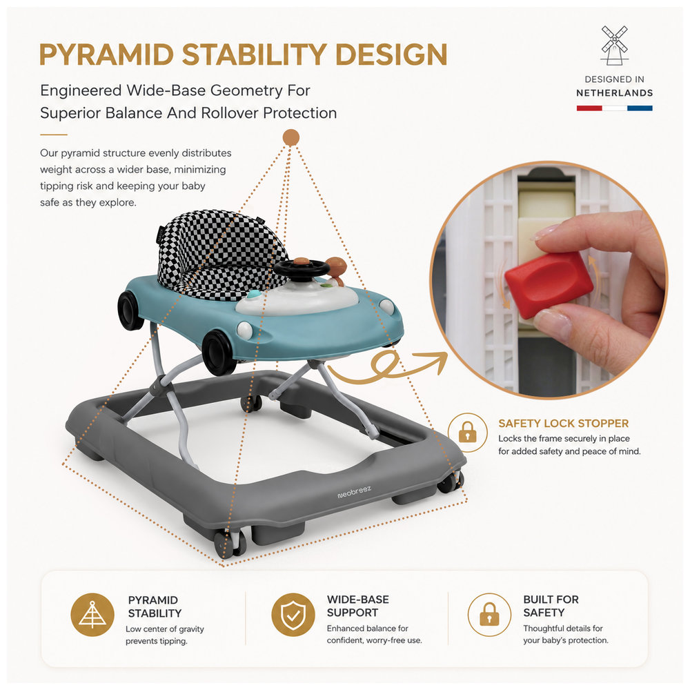 Neobreez – 3-in-1 Navix Premium Activity Baby Walker – Blue/Grey