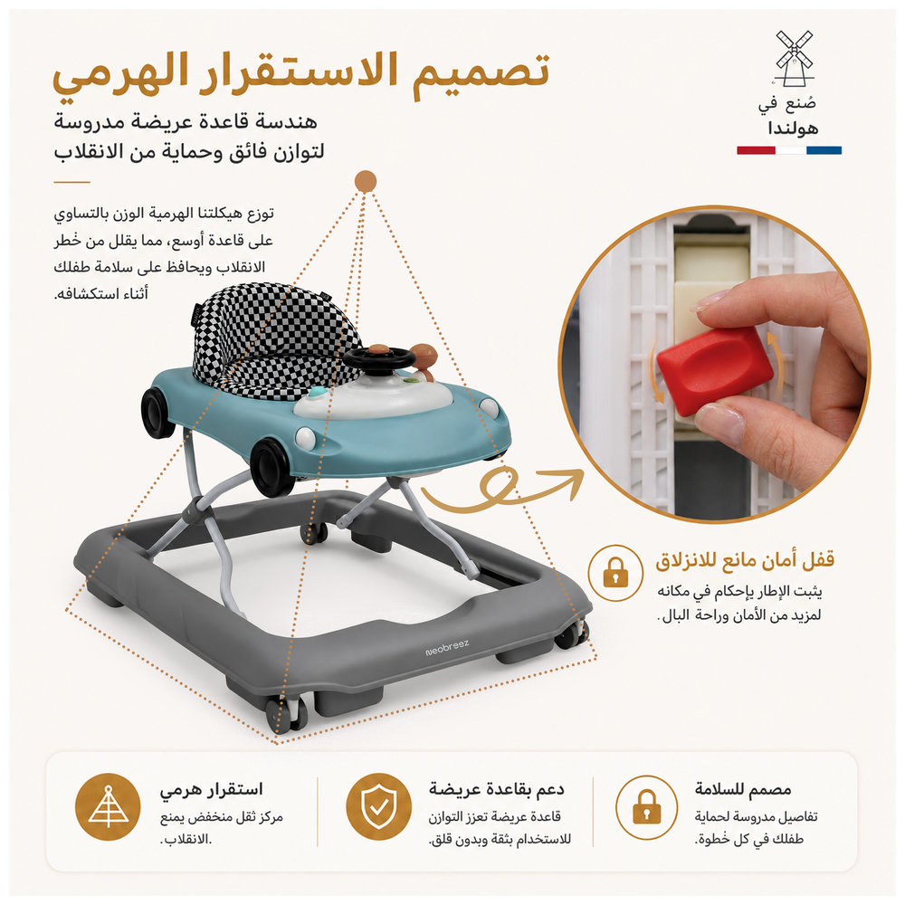 Neobreez – 3-in-1 Navix Premium Activity Baby Walker – Blue/Grey