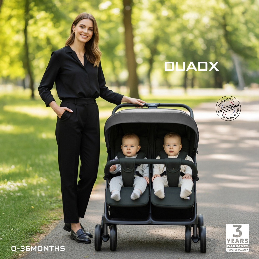 Neobreez – Duadx Twin Double Stroller – Grey/Black