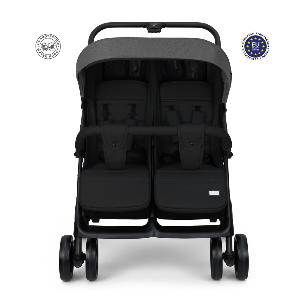 Neobreez – Duadx Twin Double Stroller – Grey/Black
