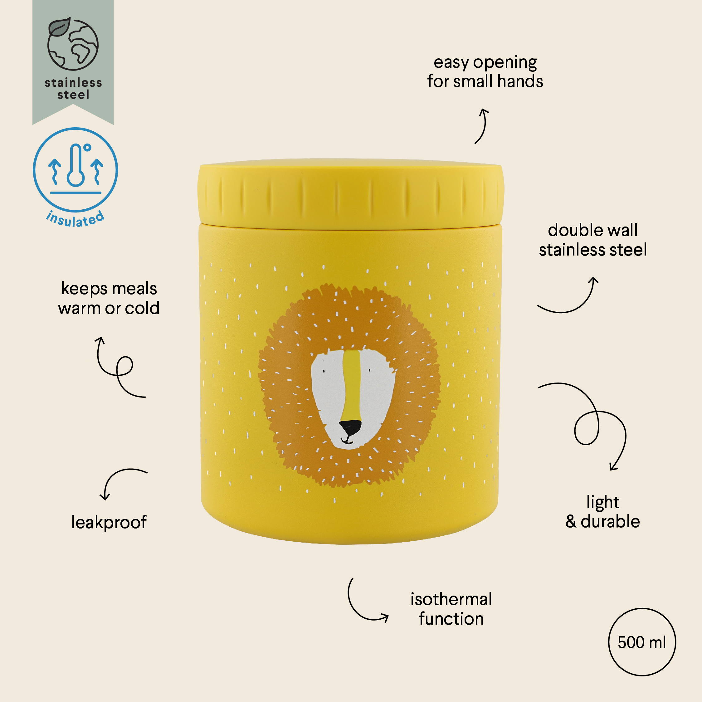 Double Wall Insulated Food Jar - 500ml - Mr. Lion