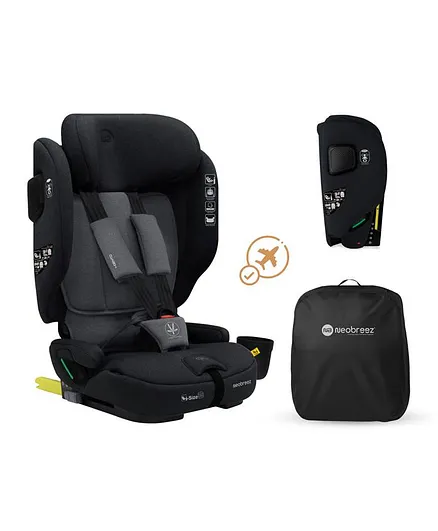 Neobreez - i-Gento Compact Foldable Travel Car seat with Isofix Group 1/2/3 - Black Grey