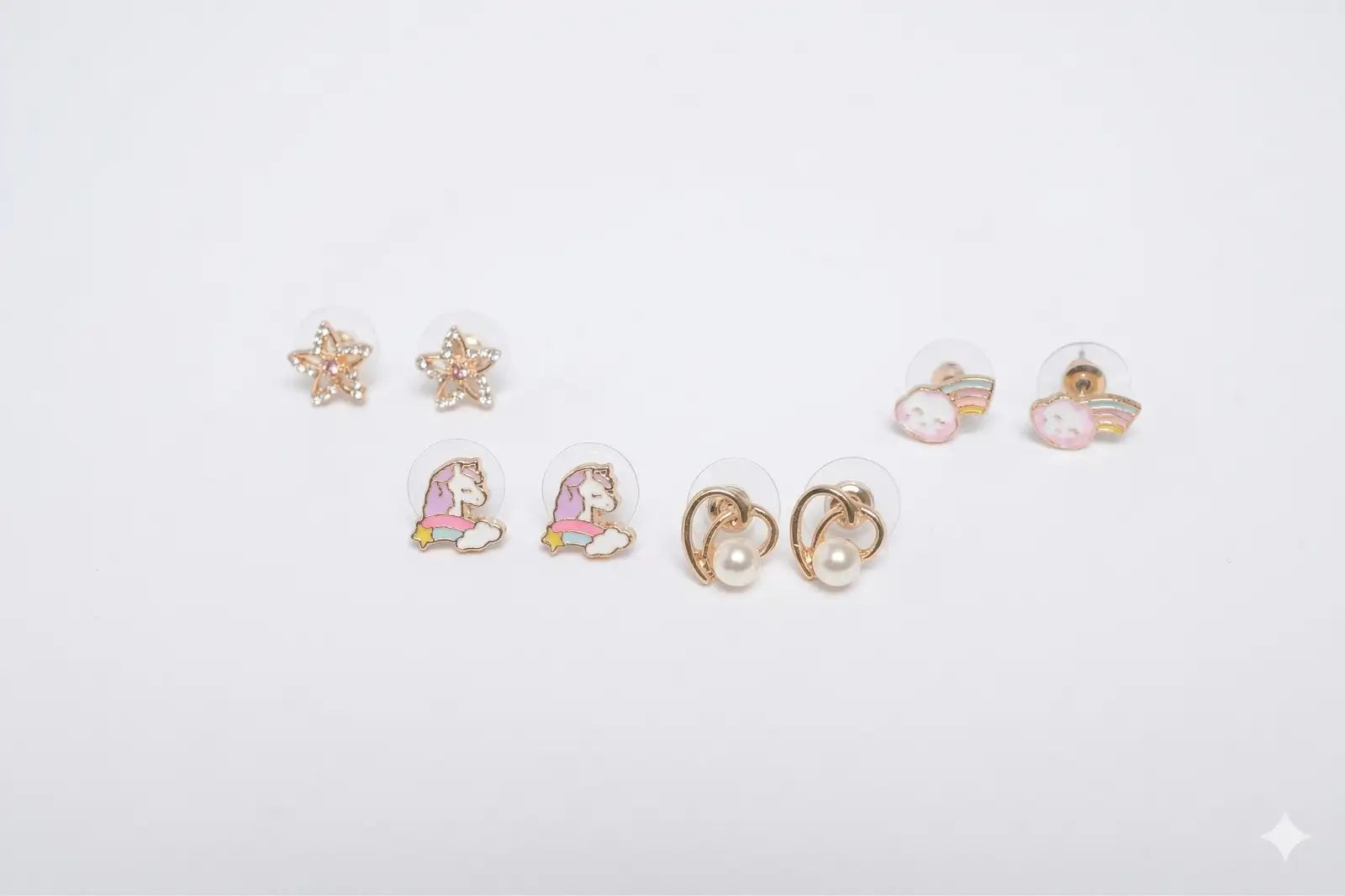 Butterfly Heart Stud Earring Set