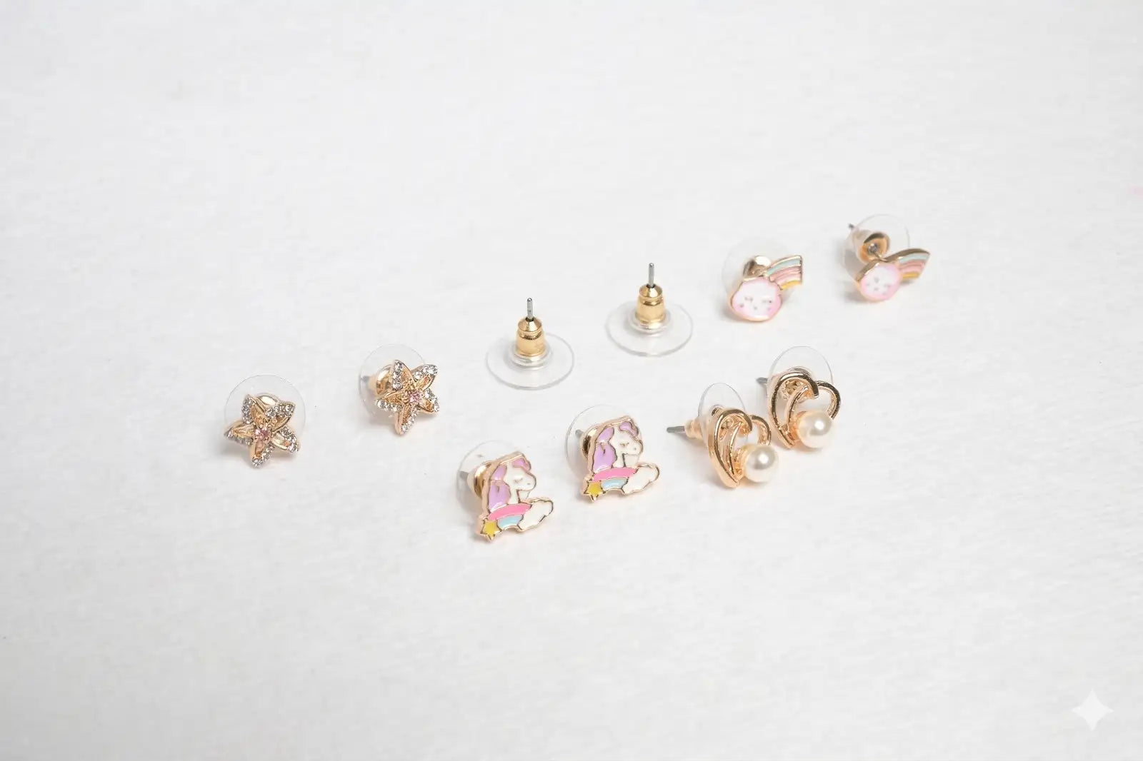 Butterfly Heart Stud Earring Set