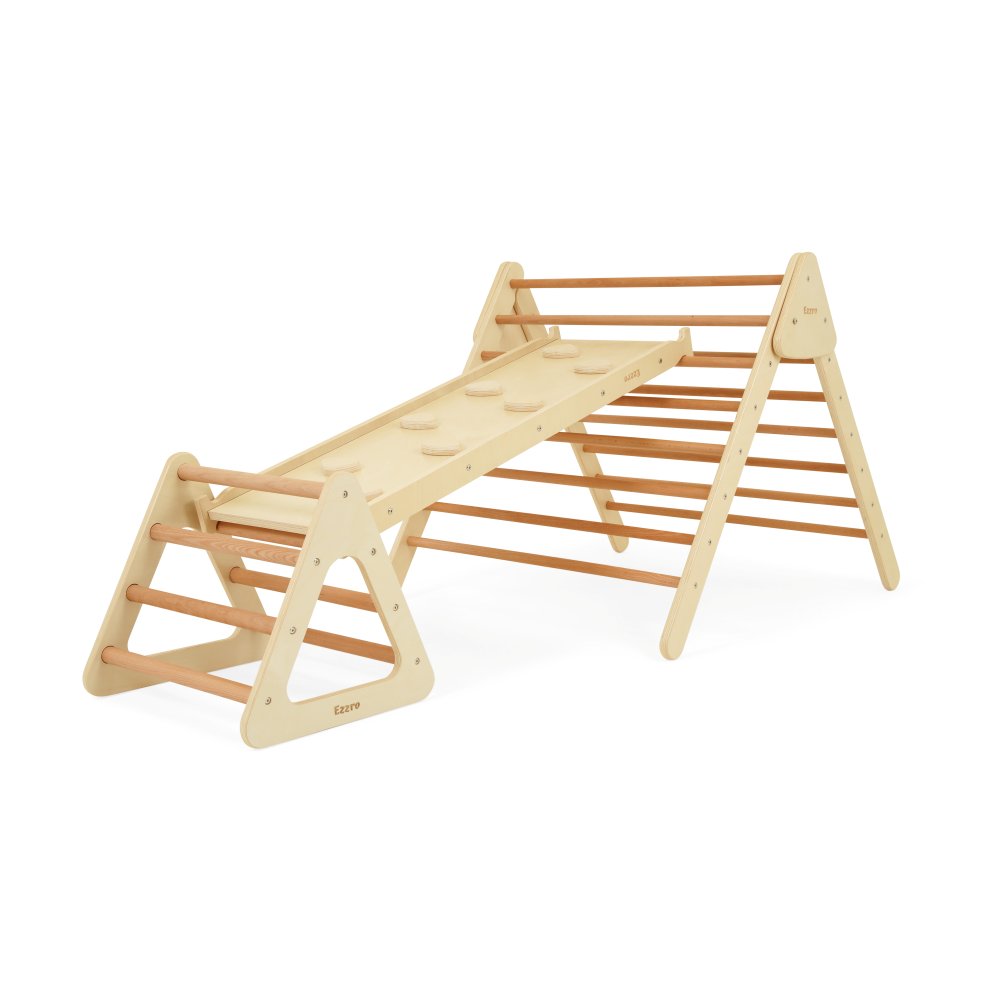 Ezzro Mini Toddler Pikler w/Large Climbing Pikler and Ramp/Slide