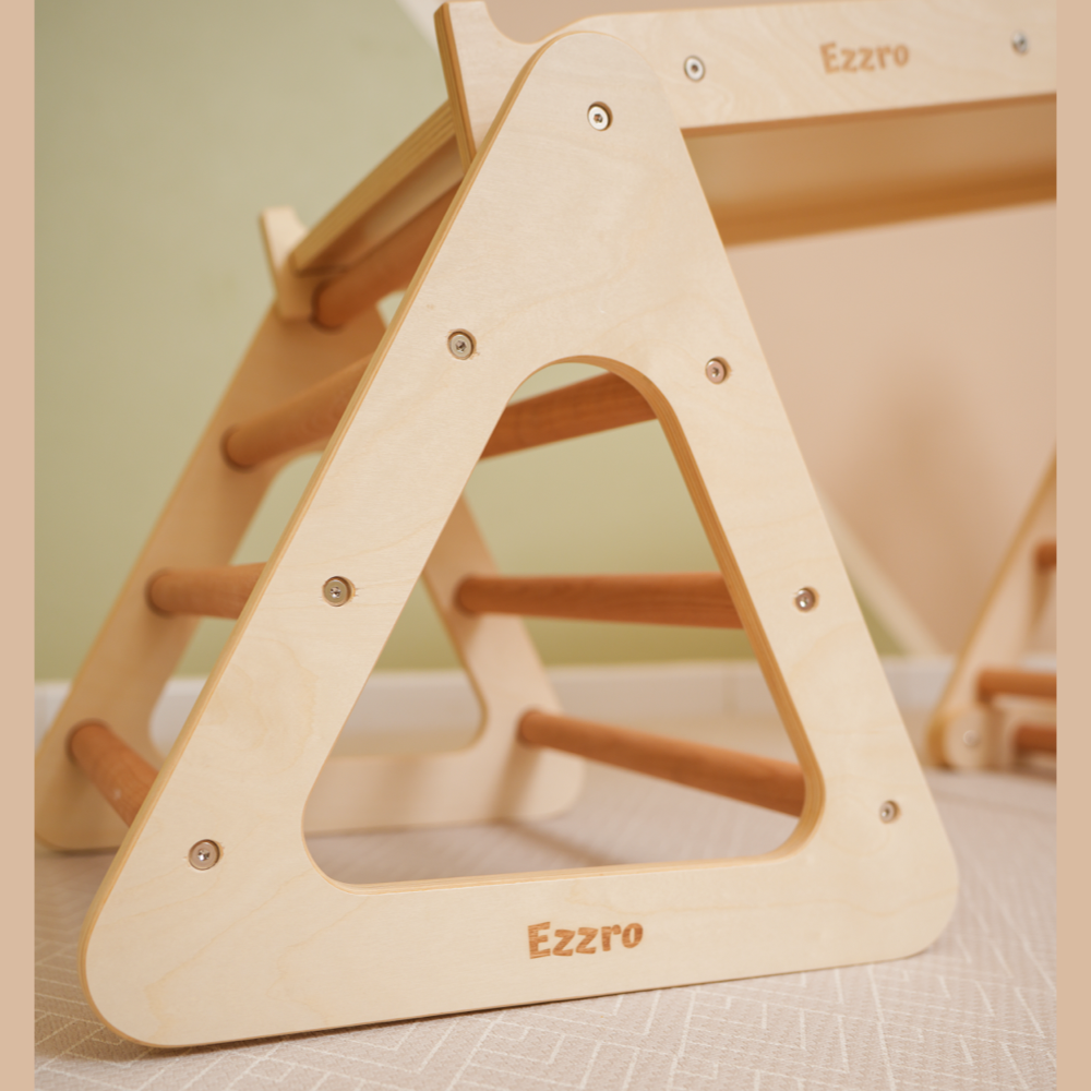Ezzro Mini Toddler Pikler w/Large Climbing Pikler and Ramp/Slide