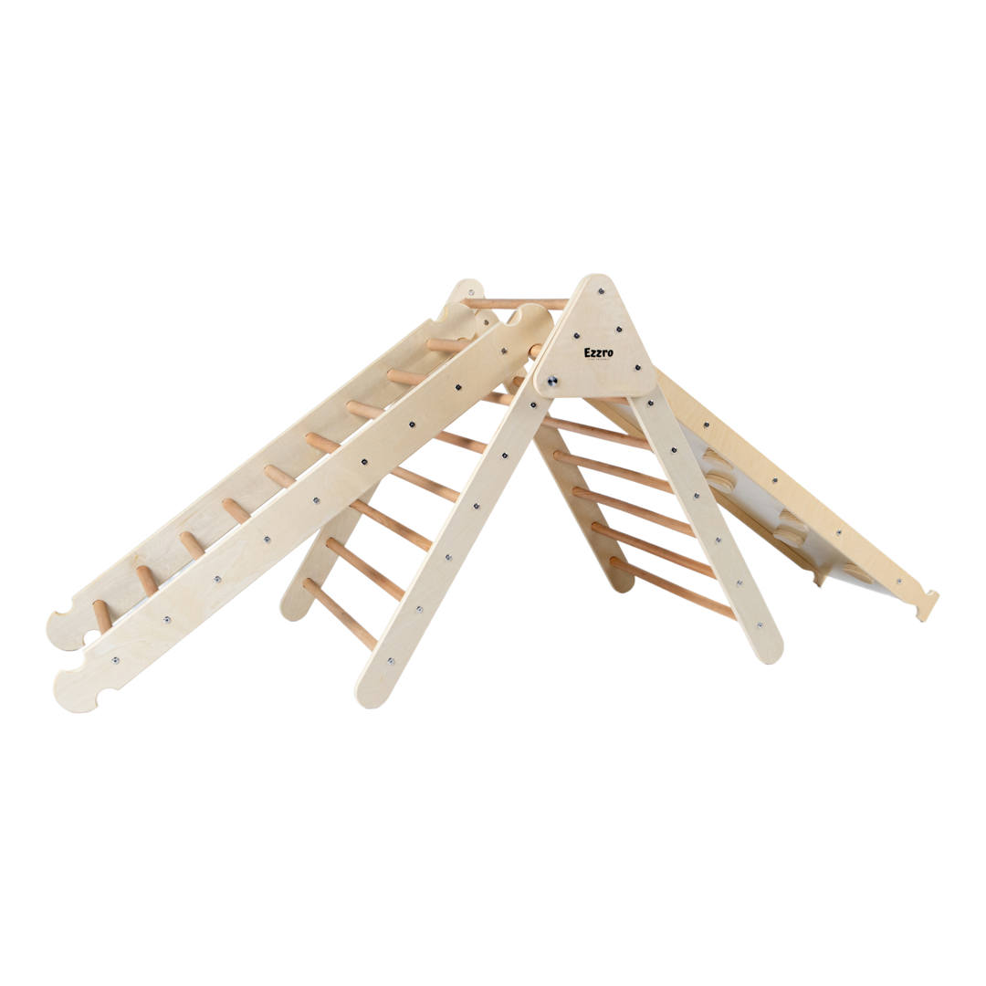 Natural Climbing Pikler with Ladder & Ramp Slide - Large