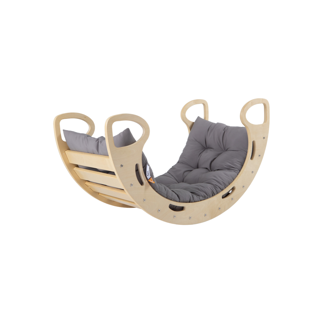 Natural Large Rocker with Grey Large Rocker Balance Board Playmat Bundle