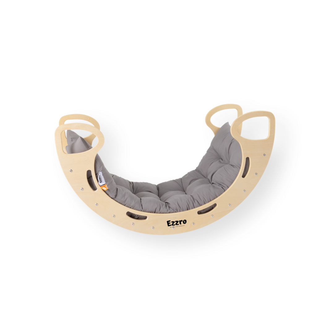 Natural Large Rocker with Grey Large Rocker Balance Board Playmat Bundle