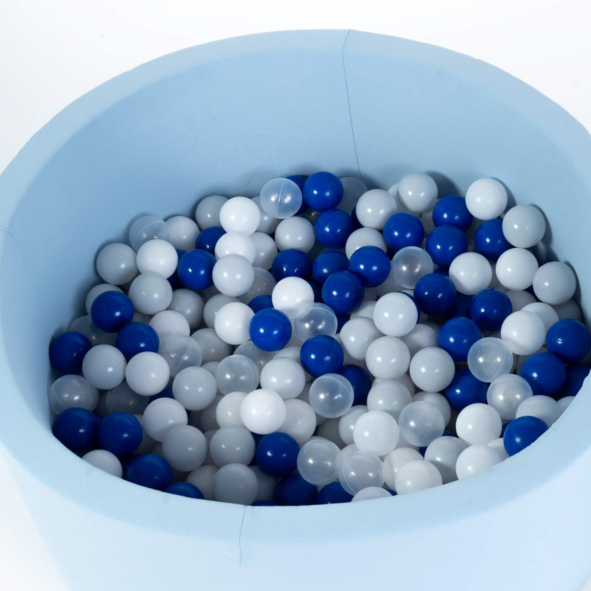 Ezzro - Baby Blue - 90X40 - Round Ball Pit - With 100 Balls (Navy blue, White, Grey, Transparent)