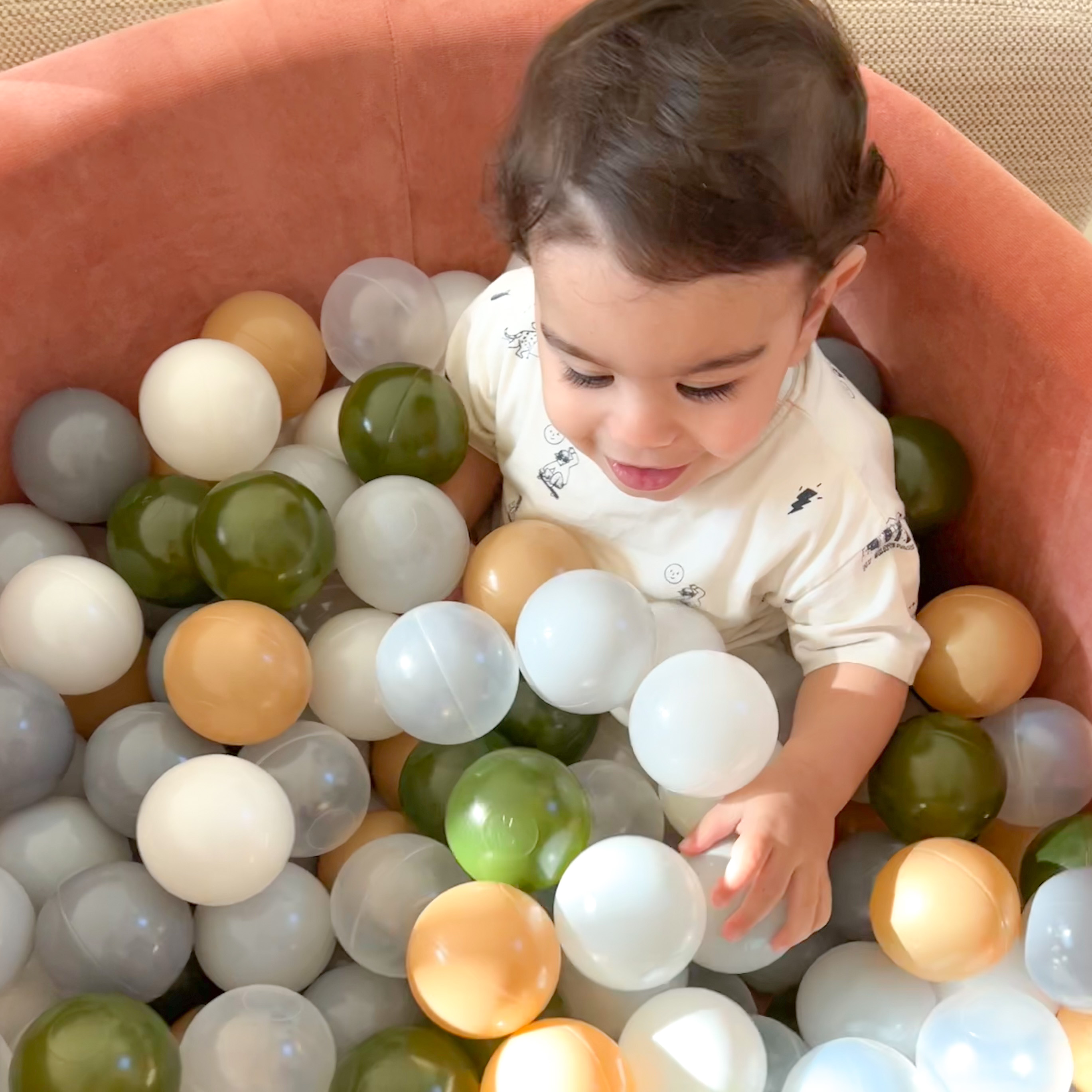Ezzro – Round Ball Pit – Velvet Marsala – 90X40 W100 Balls (White, Light Grey)