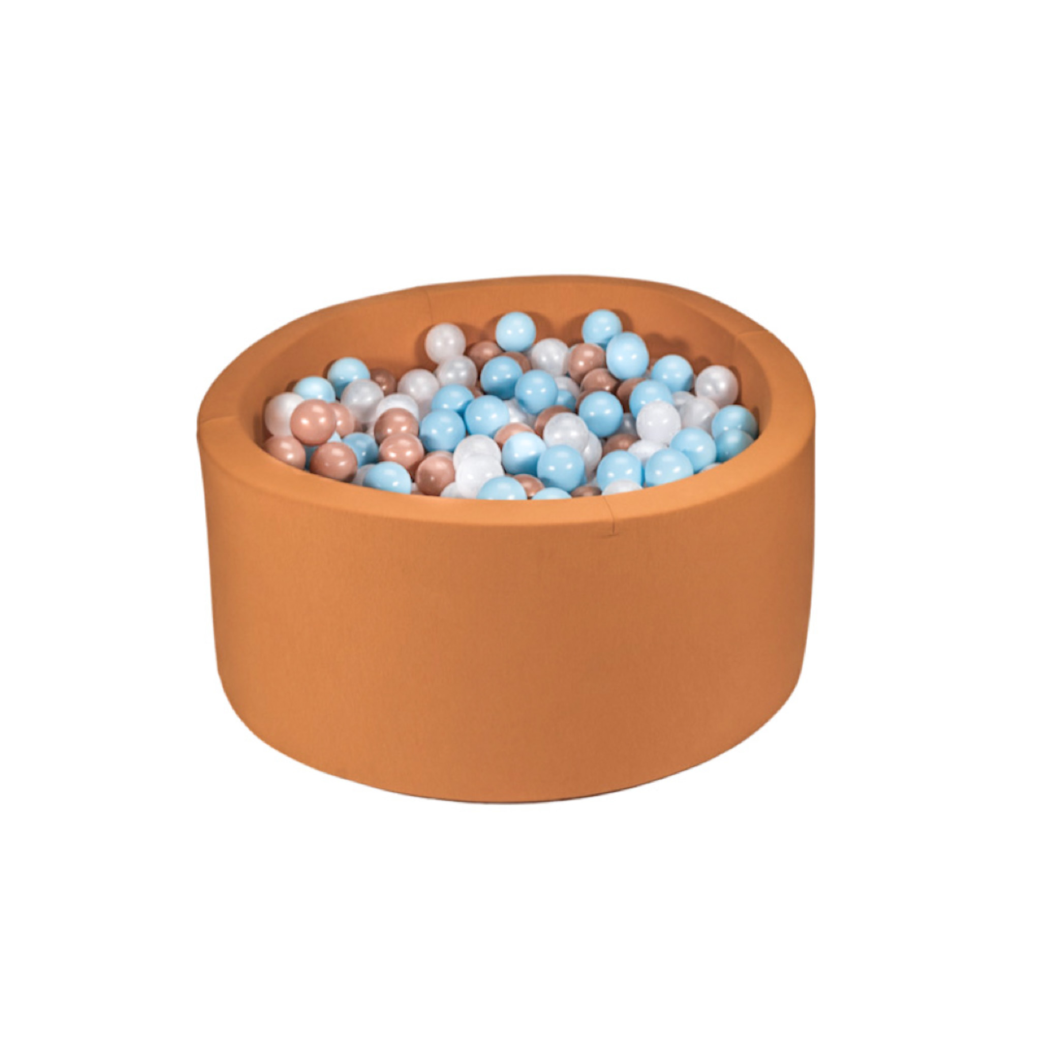 Round Ball Pit - Saddle Brown - 90X40 W200 Balls ( White, Baby Blue, Golden)