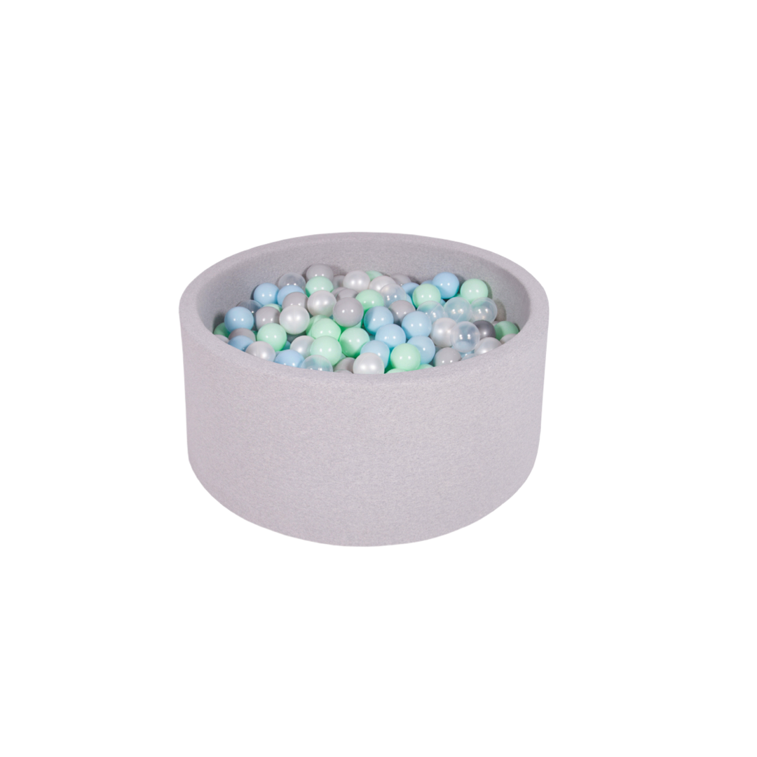 Ezzro – Pale Blue – 120×50 – Round Ball Pit – With 600 Balls (Light Grey, Transparent, Baby Blue, White)