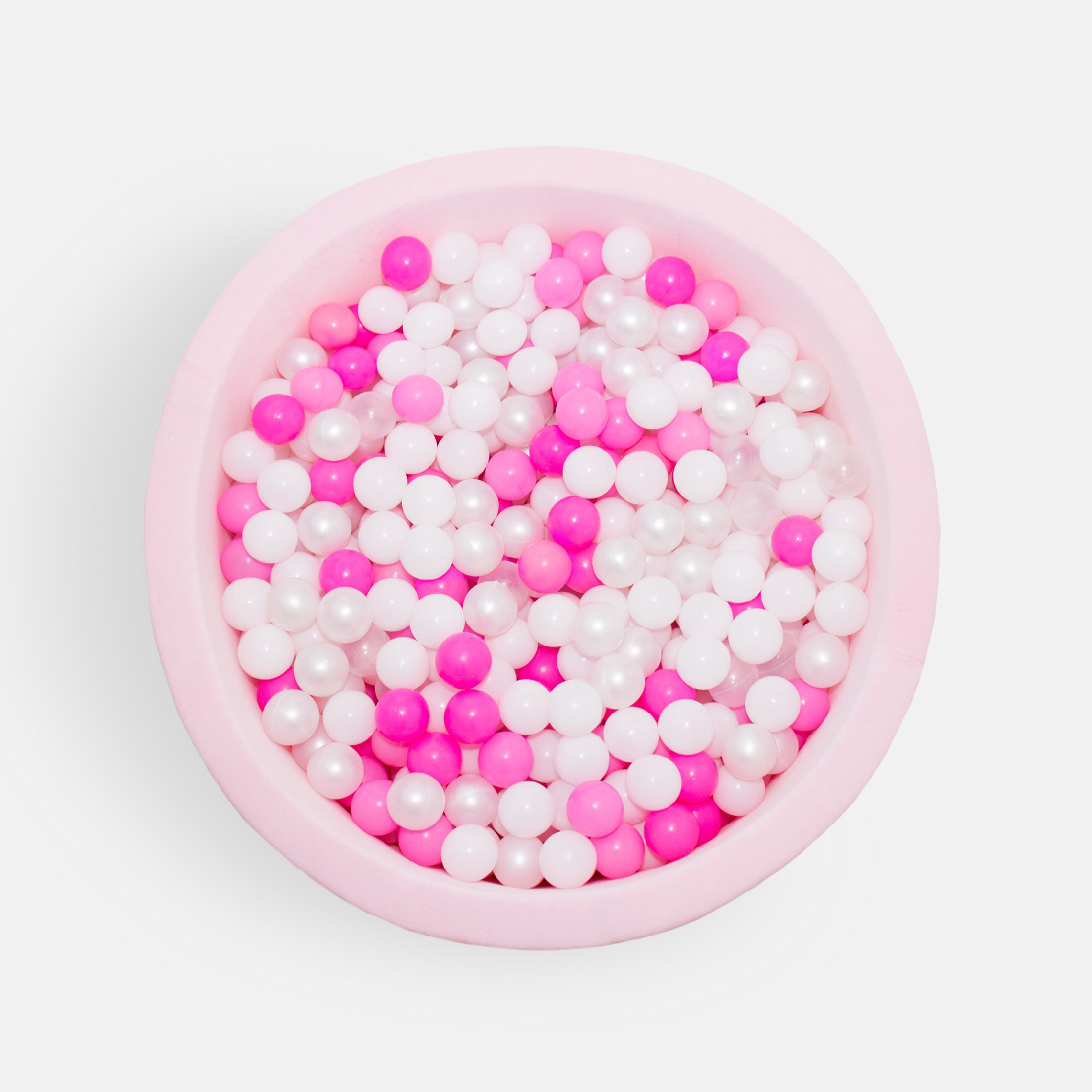 Ezzro - Light Pink - 120x50 - Round Ball Pit - With 200 Balls (Light Grey, Transparent, Baby Blue, White)