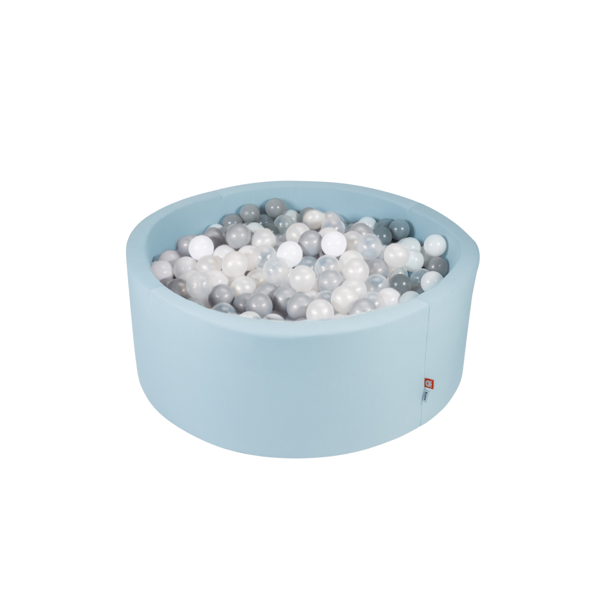 Ezzro - Pale Blue - 120x50 - Round Ball Pit - With 200 Balls (Transparent, White, Silver, Light Grey)