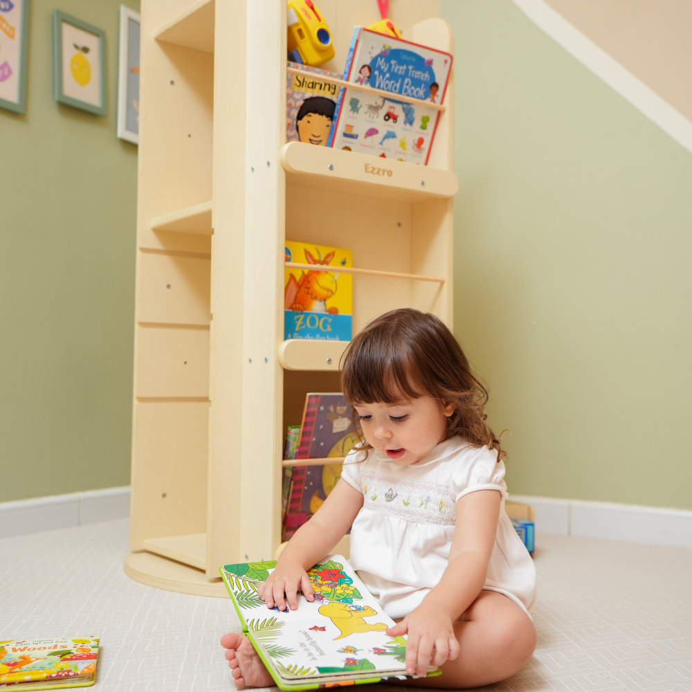 Natural Library Rotating Bookshelf