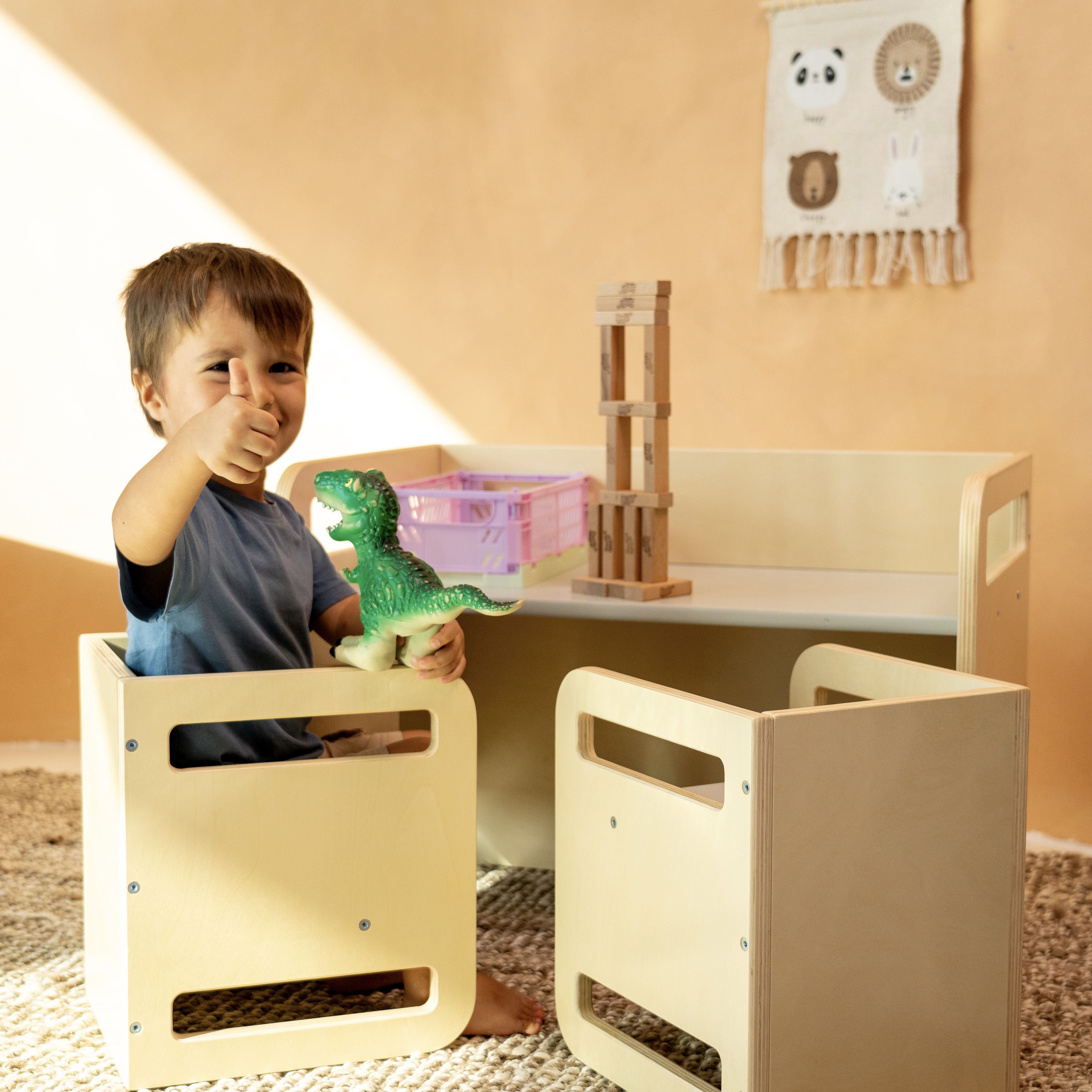 Natural / Light Grey Montessori Table Set