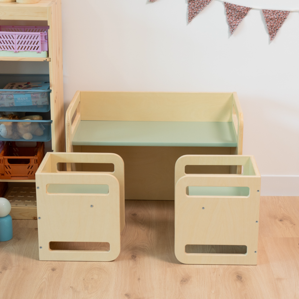 Natural / Light Green Montessori Table Set