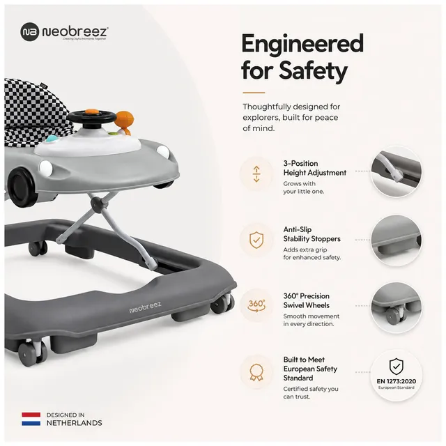 Neobreez - 3-in-1 Navix Premium Activity Baby Walker - Grey