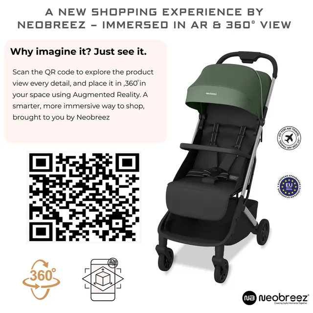 Neobreez - Neolite Compact Cabin Stroller - Green/Black
