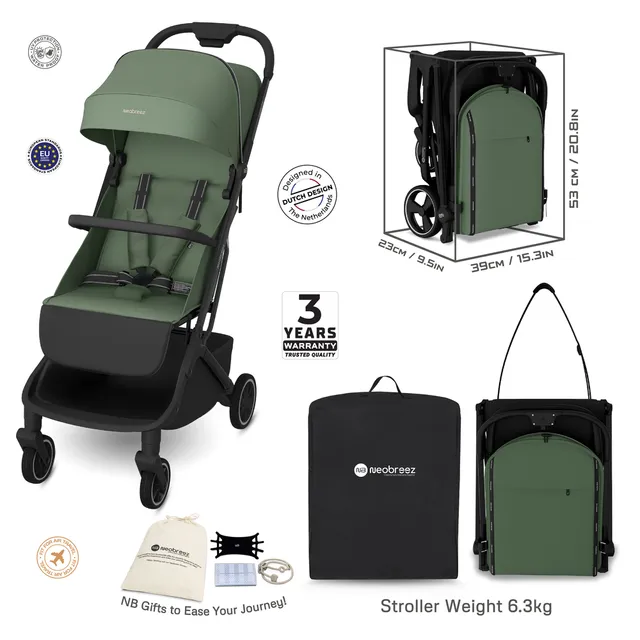 Neobreez – Neolite Compact Cabin Stroller Travel Stroller – Green