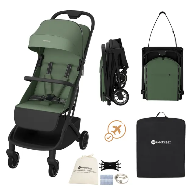 Babydoes iFold – Ultra-lightweight stroller, Cabin-Size Approved, Quick Fold, 5-Point Harness, 0 to 3 Y (22 kg), Green
