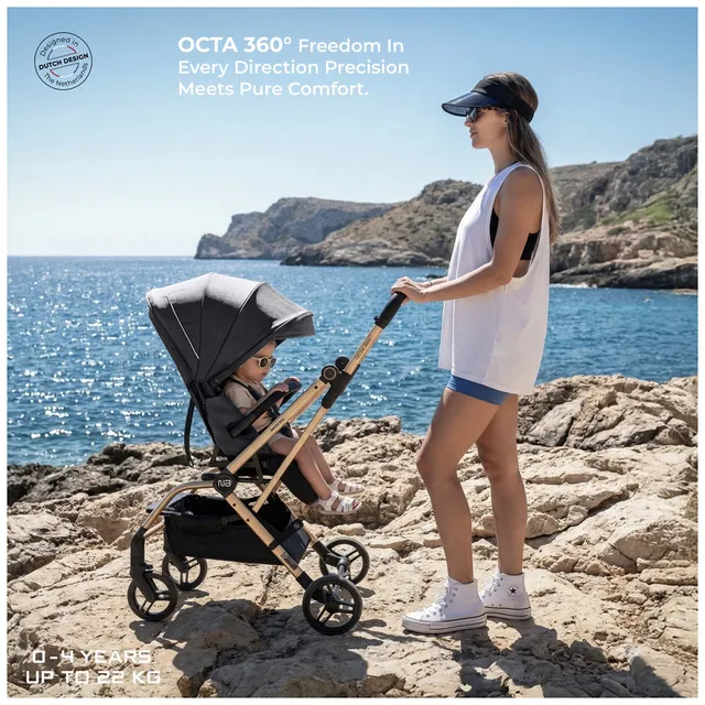 Neobreez – Octa 360 Degree Reversible Stroller Travel Stroller – Grey