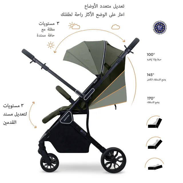 Neobreez – Quint Reversible Travel Stroller – Green