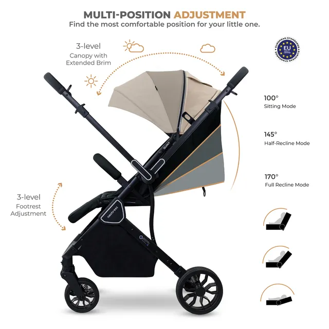 Neobreez – Quint Reversible Travel Stroller – Beige