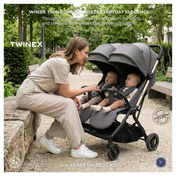 Neobreez – Twinex Auto Fold Double Stroller Compact Twin Stroller – Grey