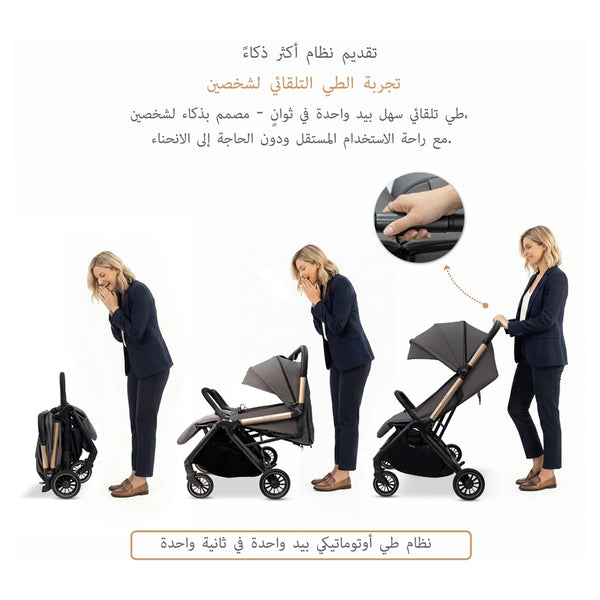 Neobreez – Twinex Auto Fold Double Stroller Compact Twin Stroller – Grey