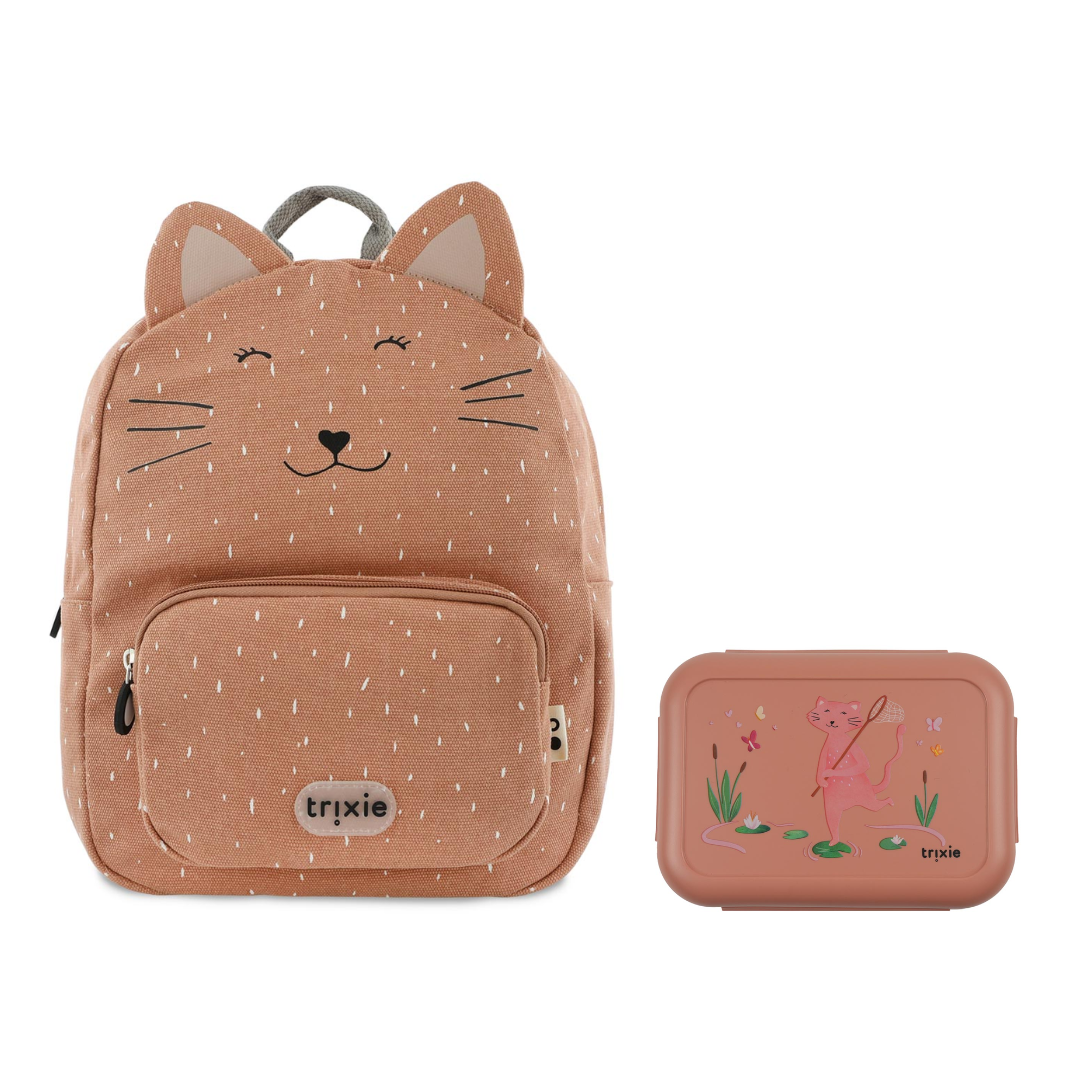 Starter Set - Backpack Regular + Leakproof Lunch Box With Clips - Mrs. Cat