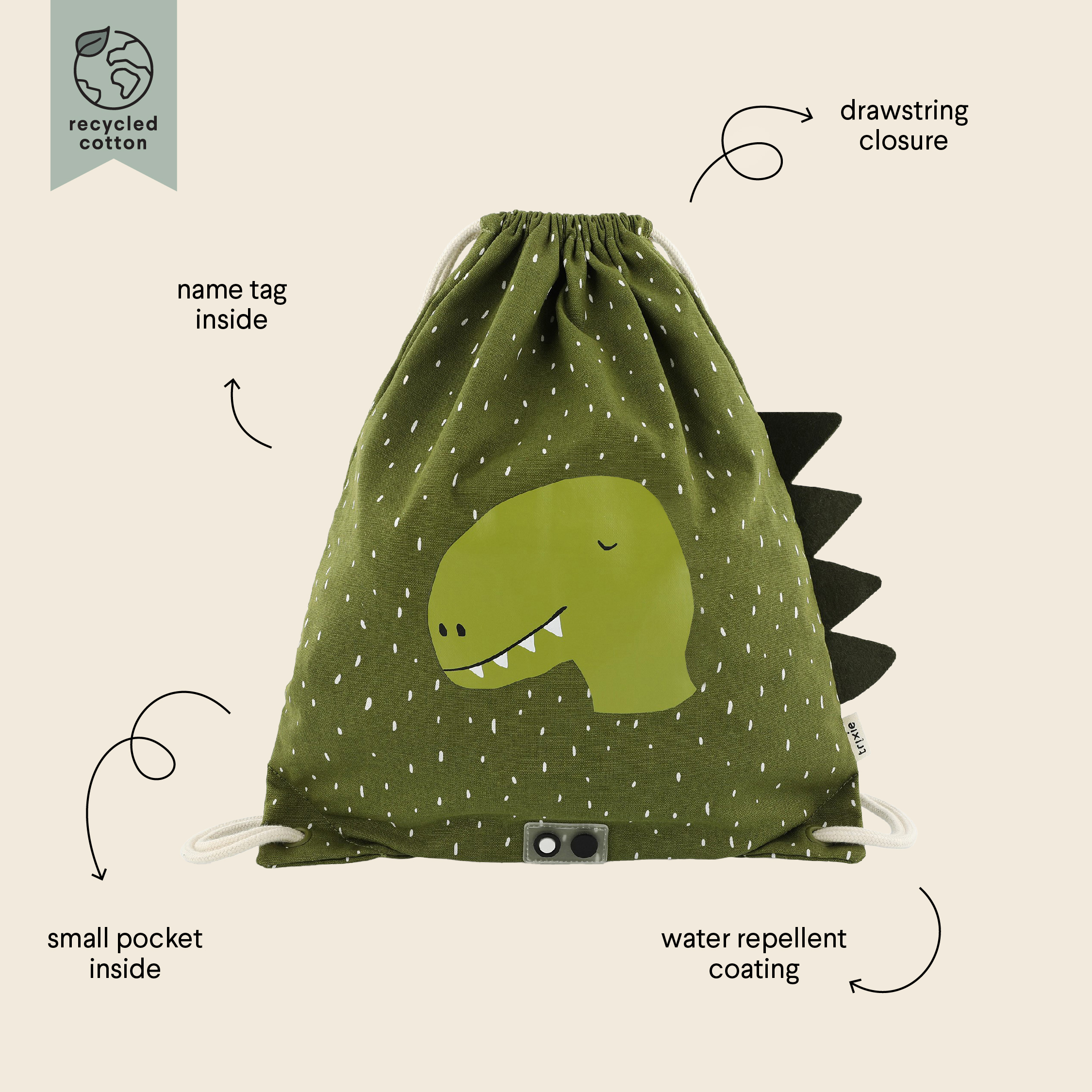 Kids Drawstring Bag - 15.7 Inch/40 cm - Mr. Dino