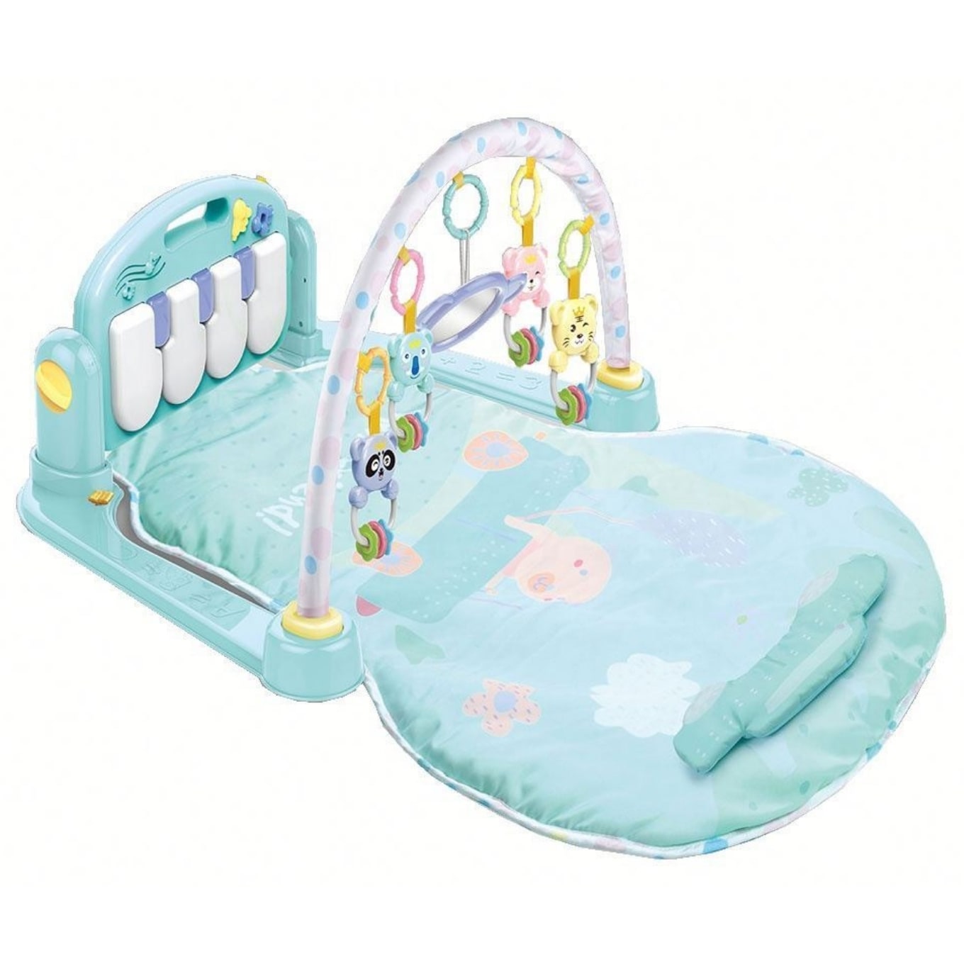 Huanger - Baby Play Mat Gym with Piano & Hanging Rattle Toys - Blue