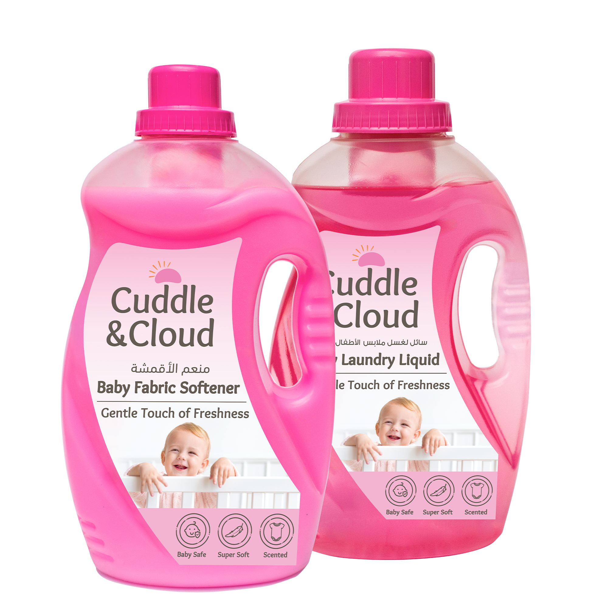 Cuddle & Cloud Baby Fabric Softener 2000 ml & Laundry Liquid 1000 ml (Value Pack)