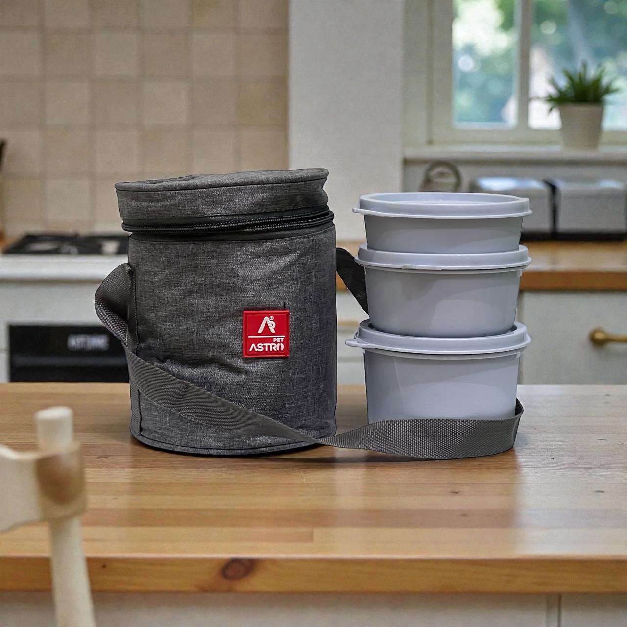 Astro Insulated Lunch Bag with 3-pcs Container Value Pack Set – Grey