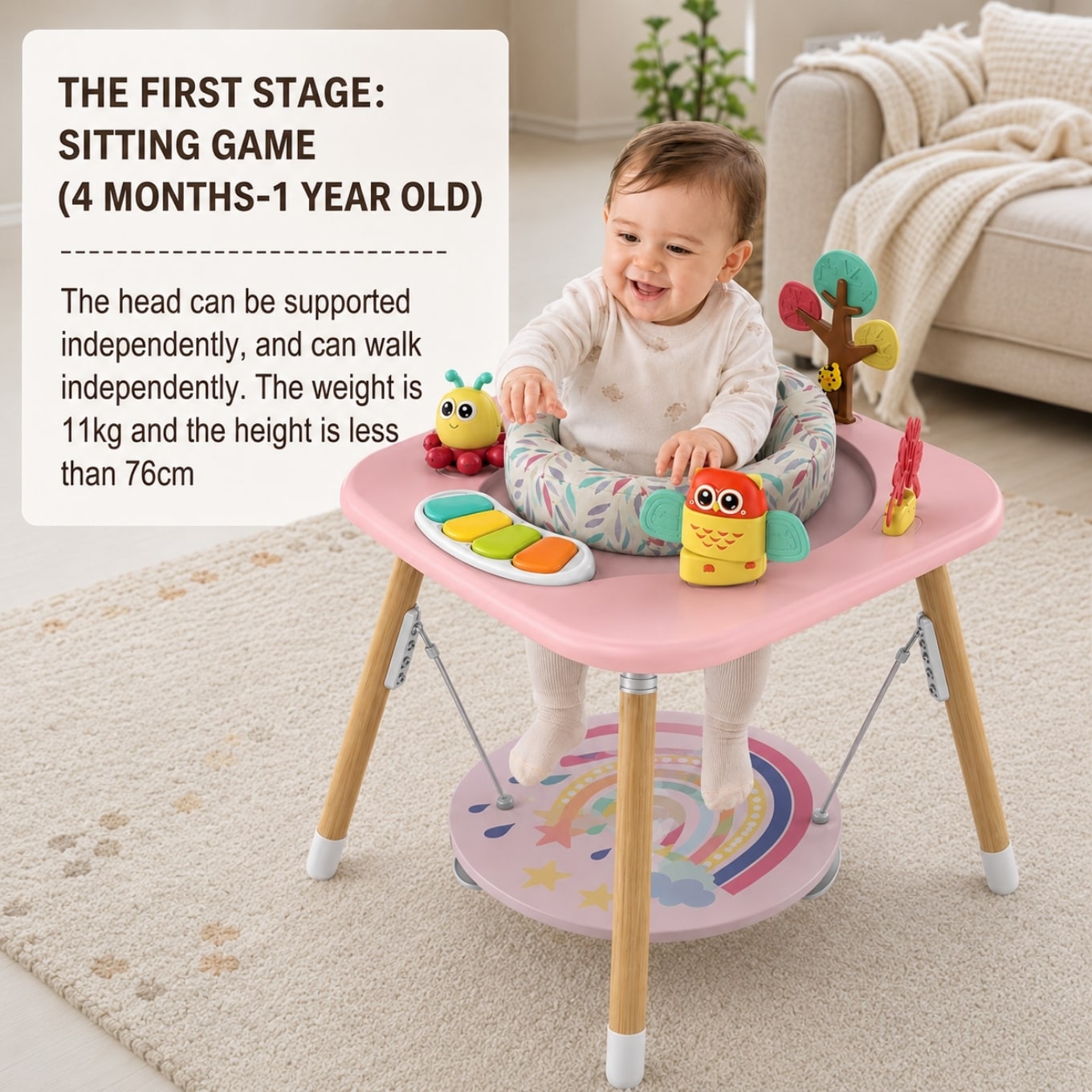 Little Angel - Baby Activity Center with 360° Rotating Seat - Pink