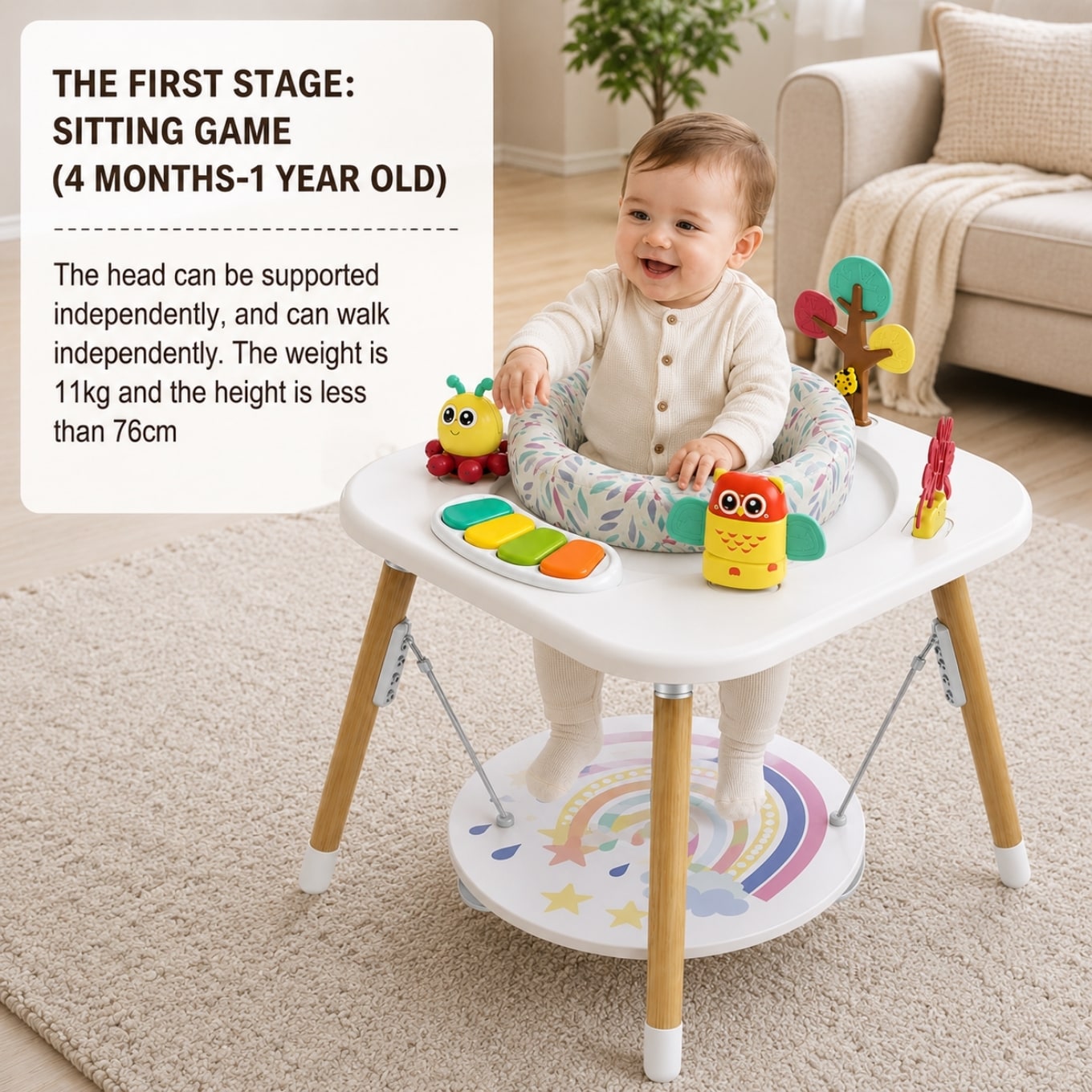 Little Angel - Baby Activity Center with 360° Rotating Seat - White