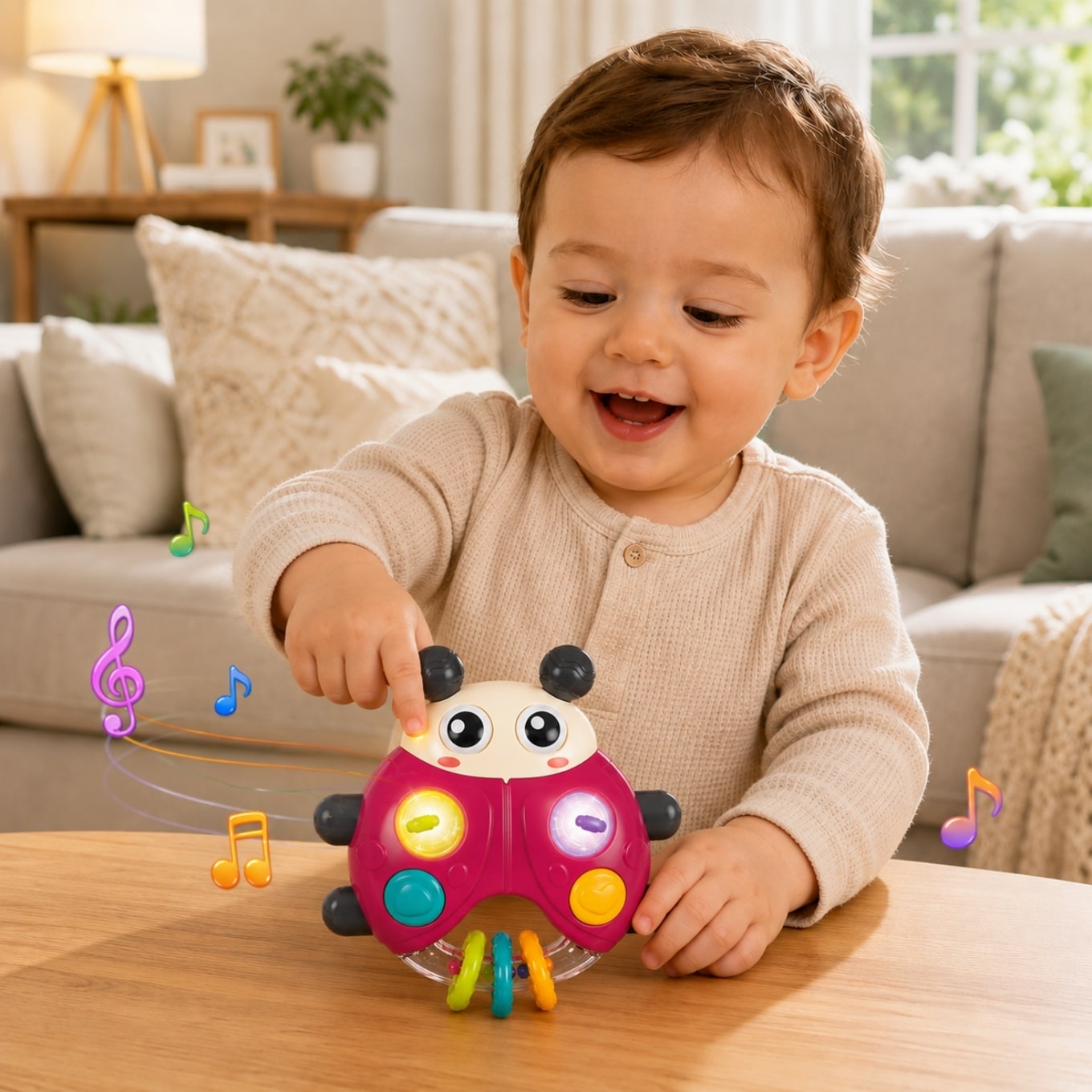 Musical Light-Up Ladybug Baby Activity Toy - Red
