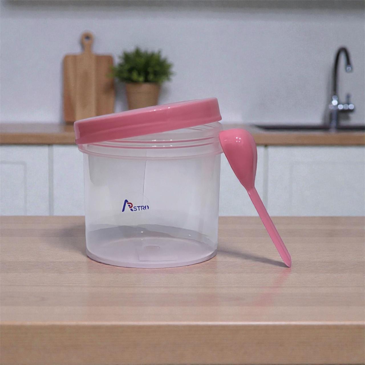 Astro Store Well PP Container with Spoon 500 ml - Pink