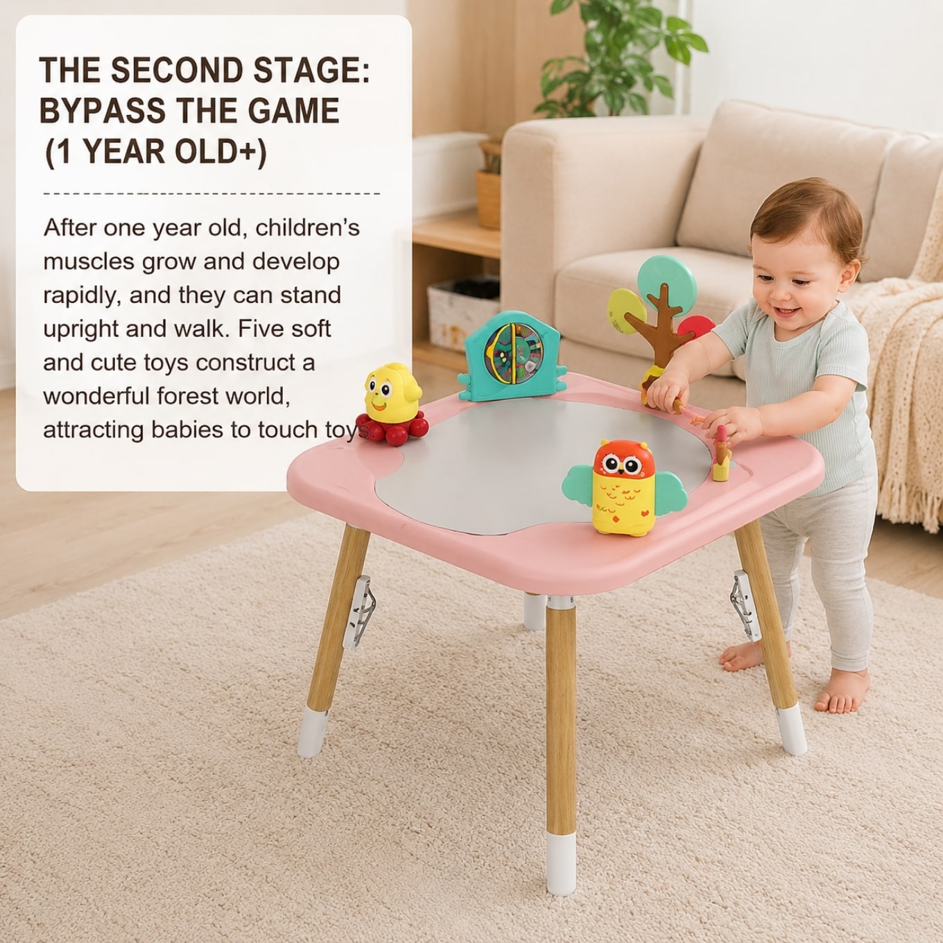 Little Angel - Baby Activity Center with 360° Rotating Seat - Pink