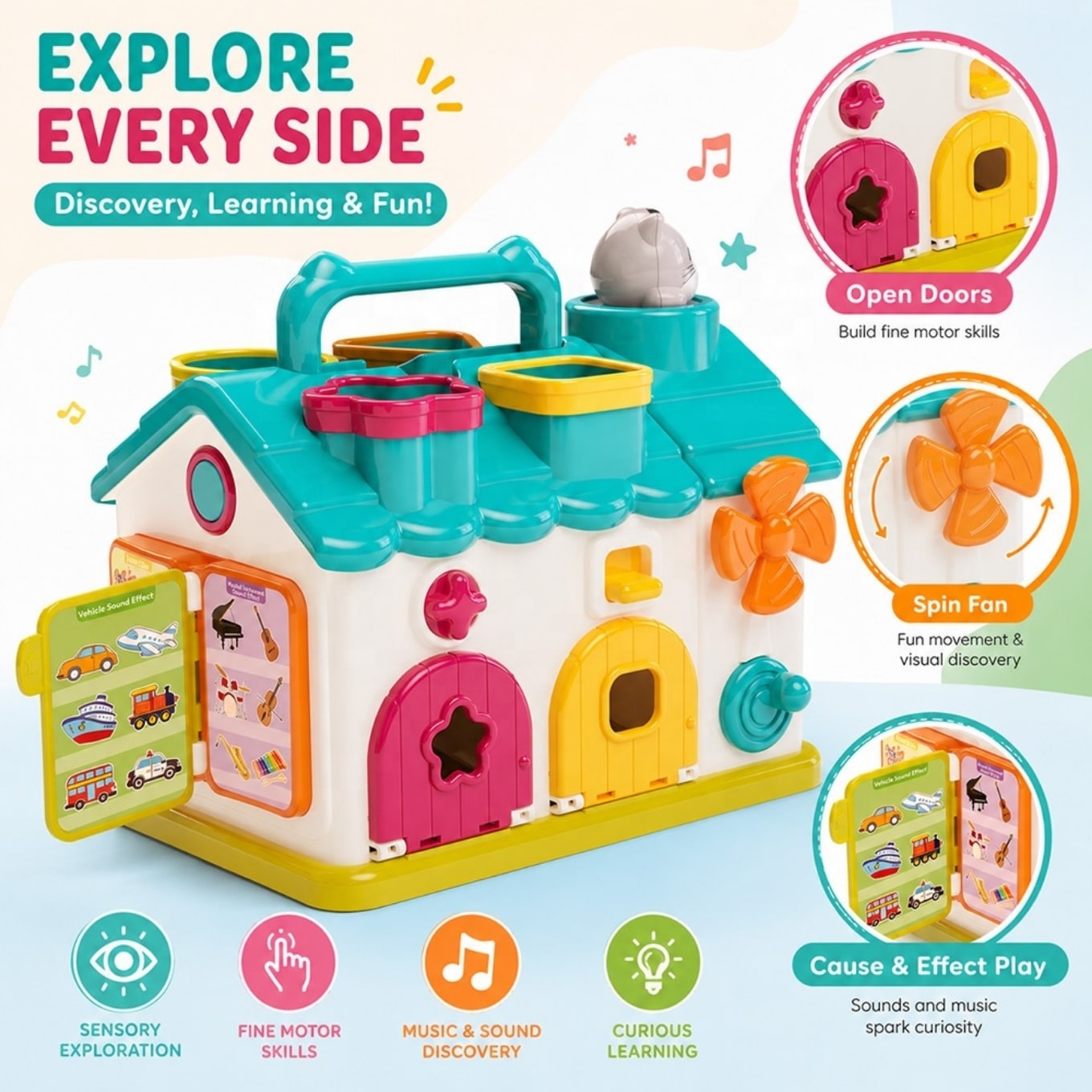 Musical Busy Learning House Shape Sorter Activity Toy