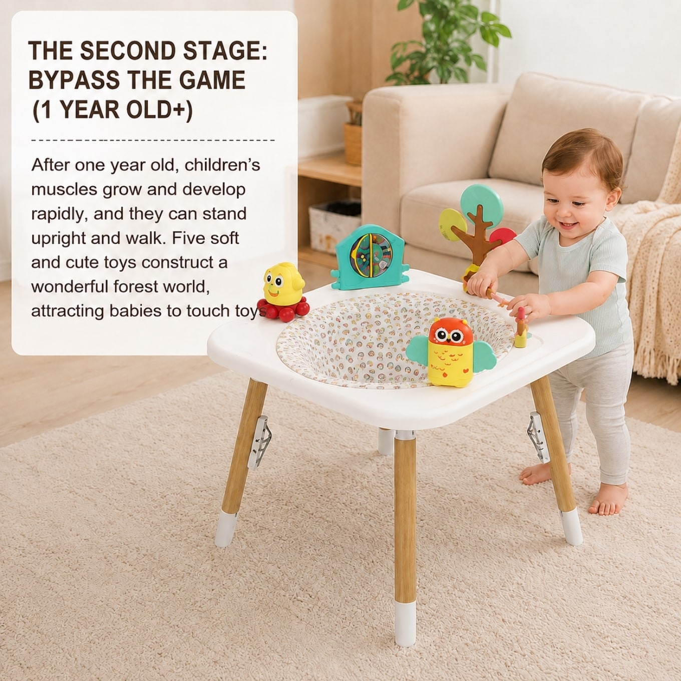 Little Angel - Baby Activity Center with 360° Rotating Seat - White