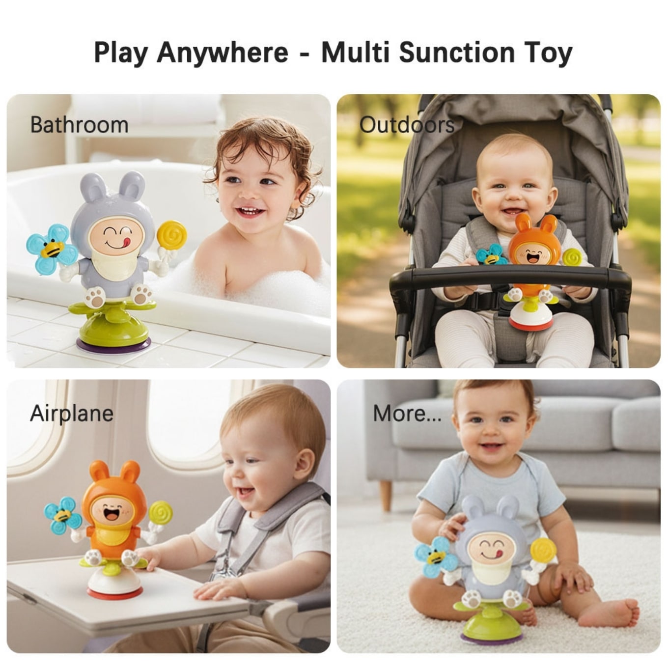 Rabbit Spinning Suction Cup Baby Activity Toy – Orange