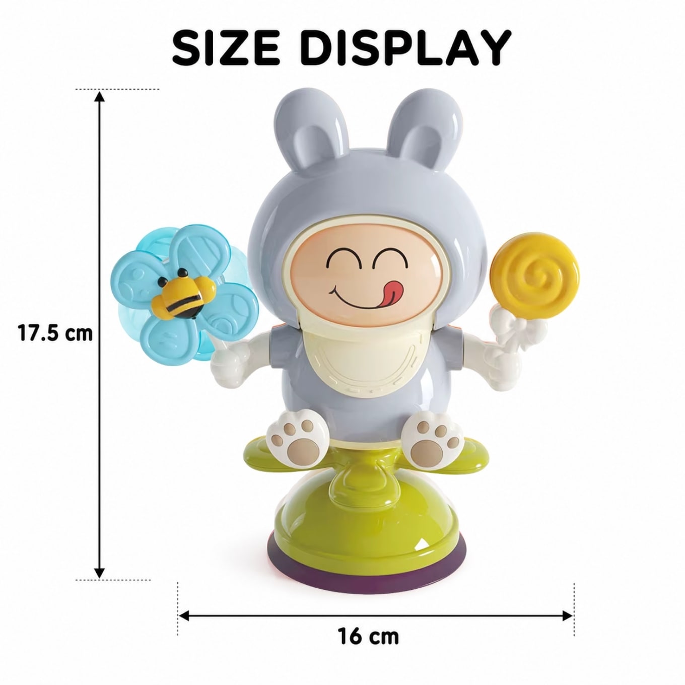 Rabbit Spinning Suction Cup Baby Activity Toy – Blue
