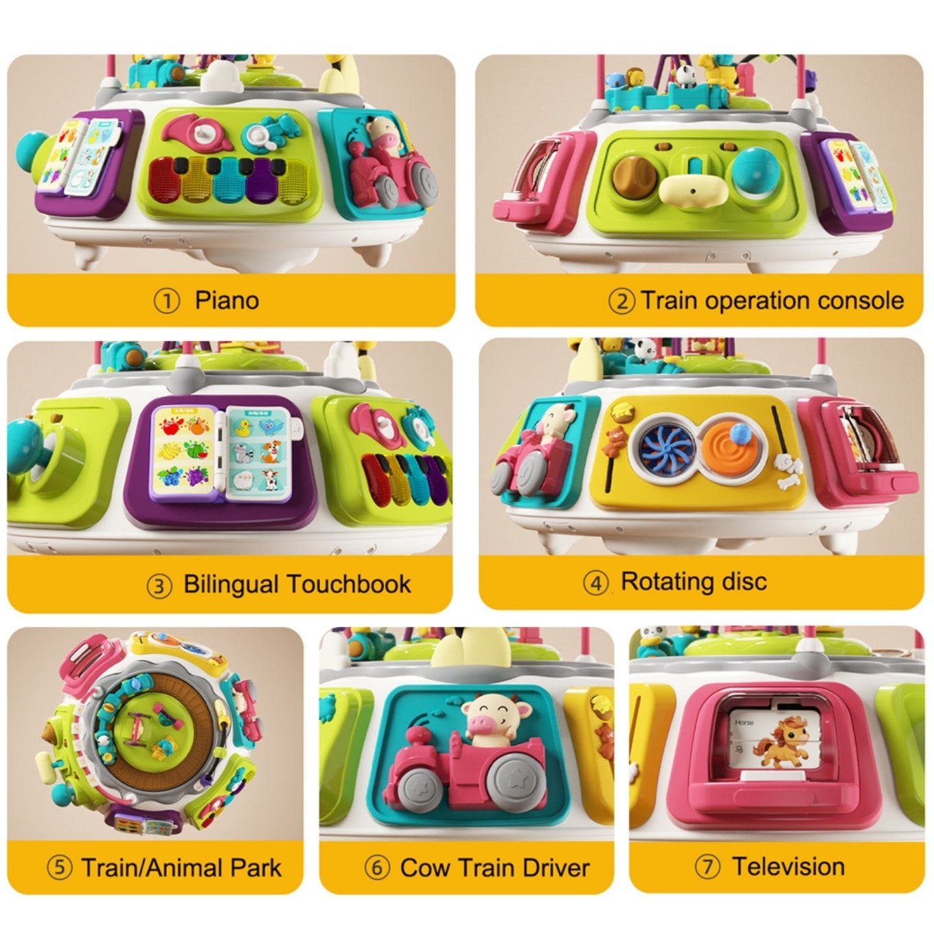 Musical Montessori Baby Activity Table Learning Center