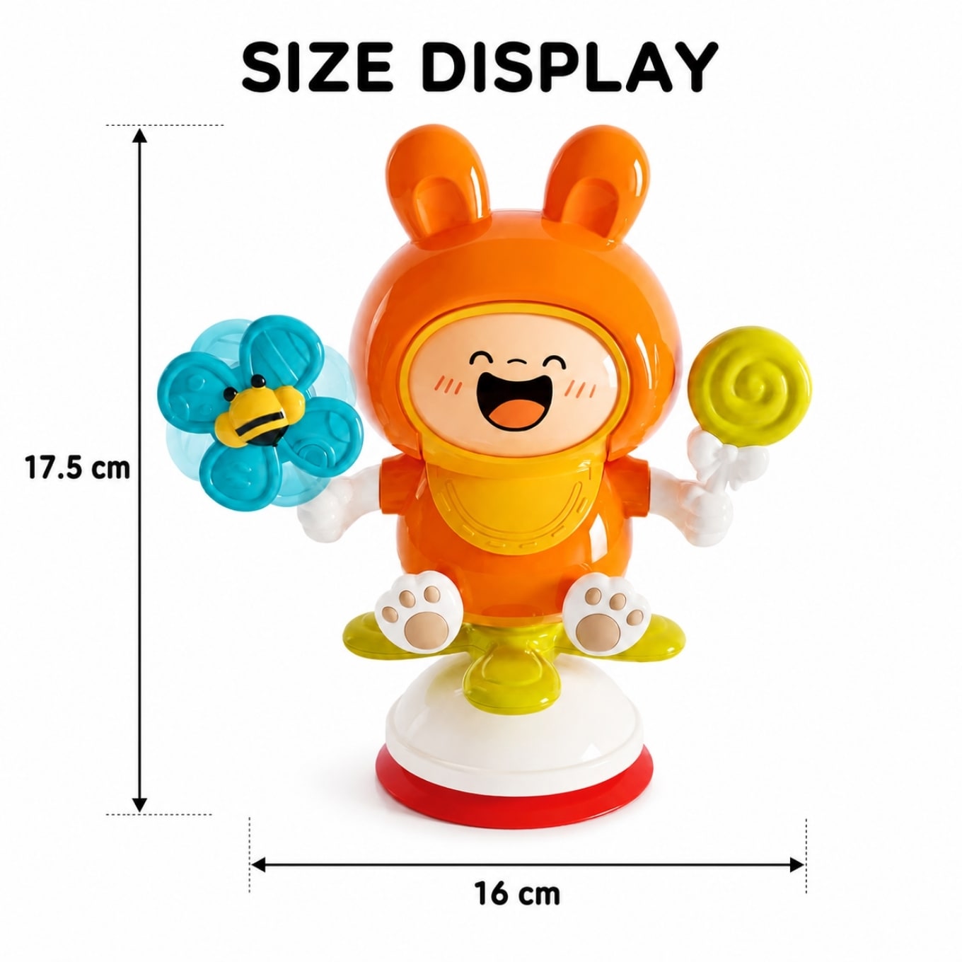 Rabbit Spinning Suction Cup Baby Activity Toy – Orange