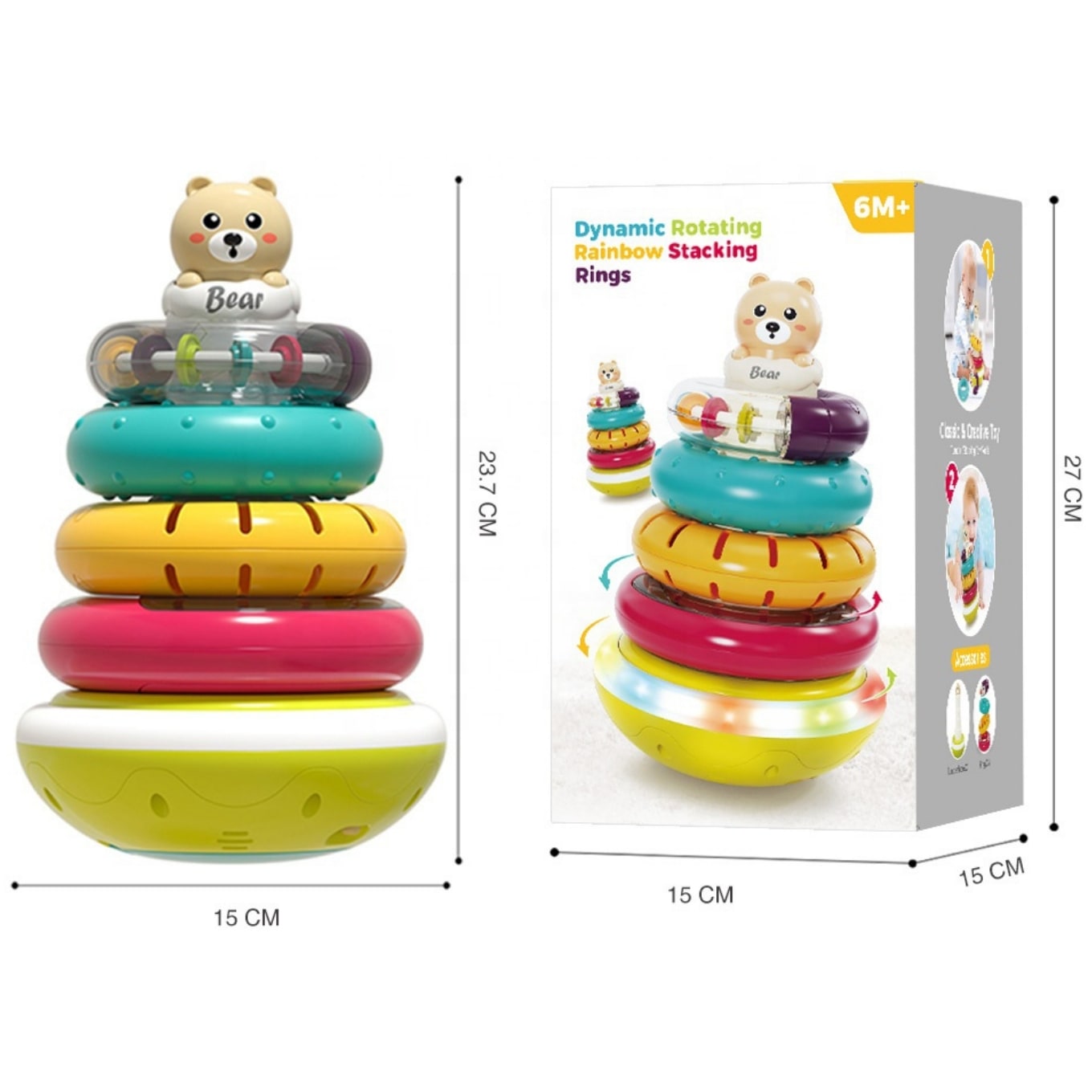 Little Angel – Baby Musical Stacking Rings Learning Bear Toy
