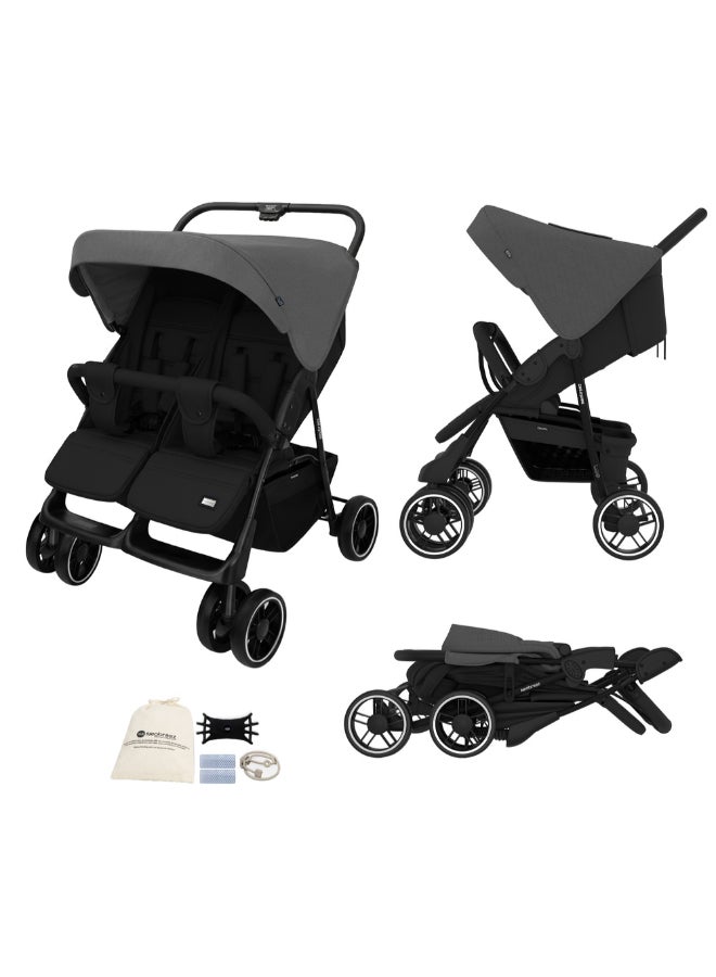Neobreez - Duadx Twin Double Stroller - Grey/Black
