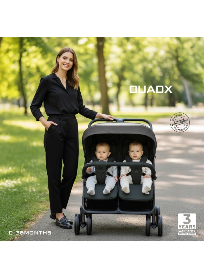 Neobreez - Duadx Twin Double Stroller - Grey/Black